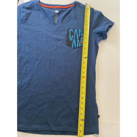 Can-am Womens v neck pocket t shirt blue size Medium New NWT. U2 - Picture 9 of 9